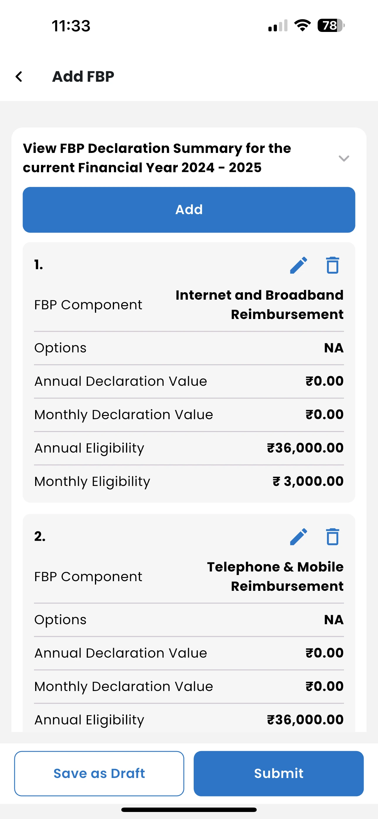 EZII Mobile App - FBP Declaration and Claims Feature